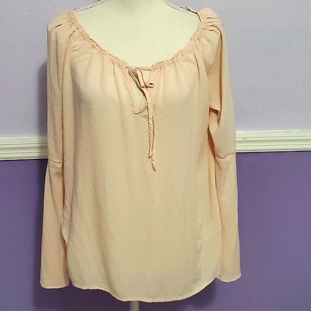 XXI Blush Pink Flare Long Sleeves Flowy Boho Romantic Top M